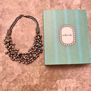 Stella & Dot Silver Pearl Cluster Necklace